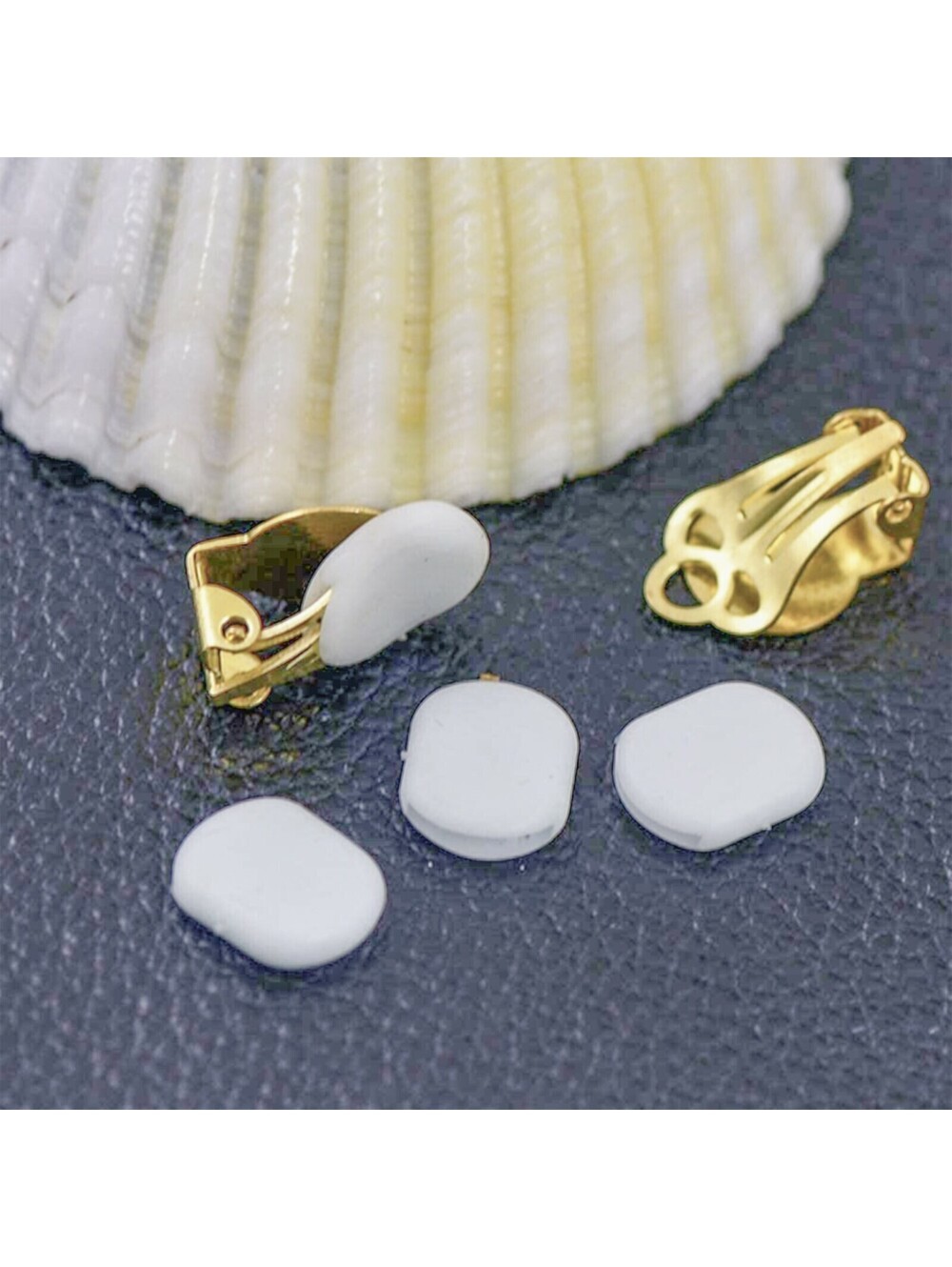 White Clip Slip Earring Comfort Pads Backs Findings 4 pcs